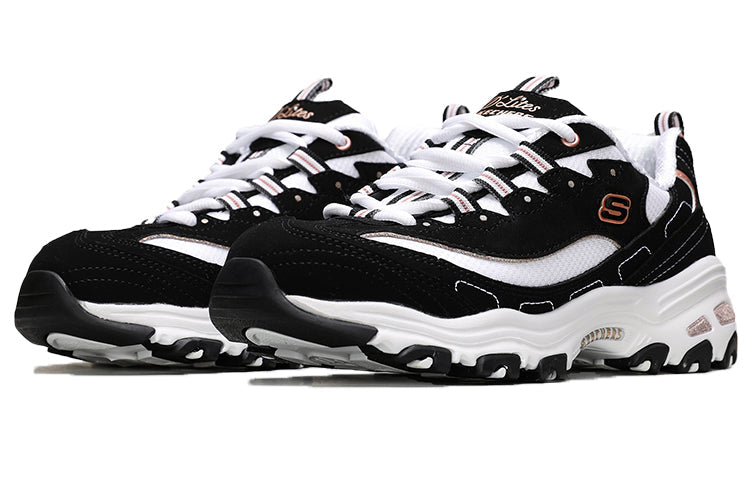 (WMNS) Skechers D'Lites Devoted Fan Low-Top Running Shoes Black/White 13154-BKRG