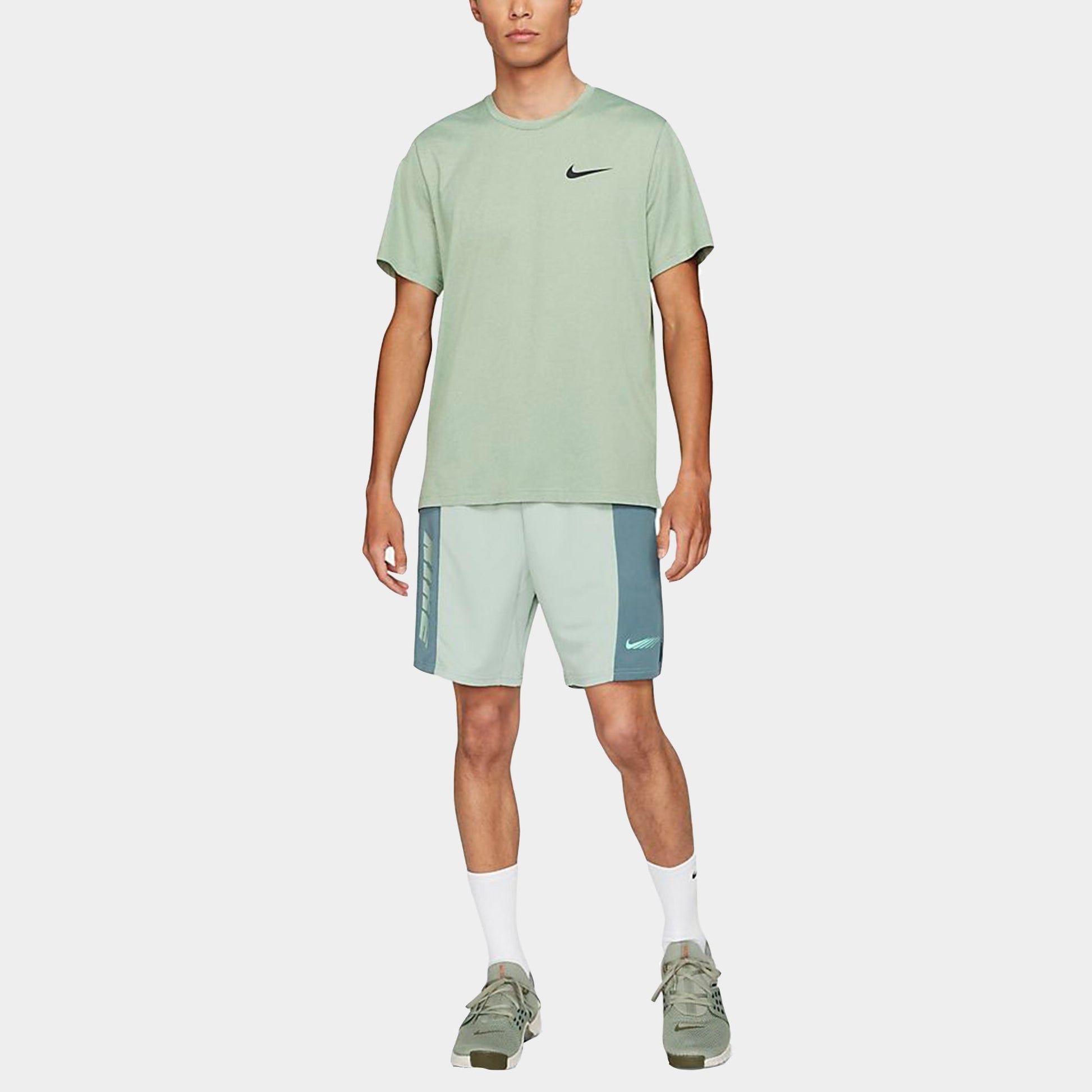 Men's Nike Pro Dri-FIT Casual Sports Quick Dry Round Neck Short Sleeve Grass Green T-Shirt CZ1182-353