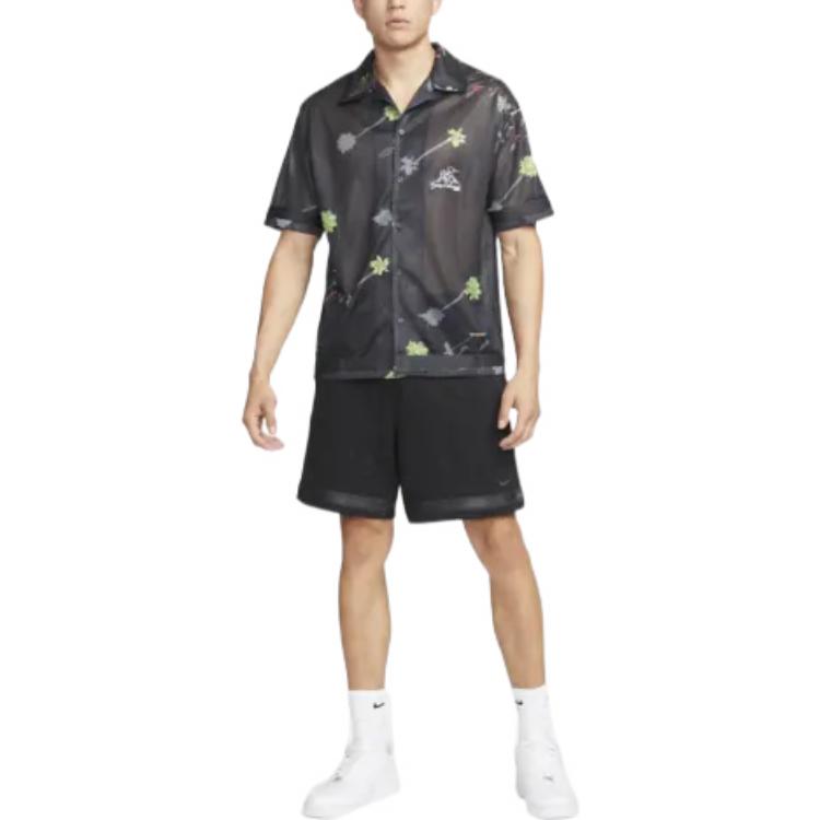 Men's Nike SS22 Solid Color Metallic Zipper Elastic Waistband Lacing Black Shorts DH7552-010