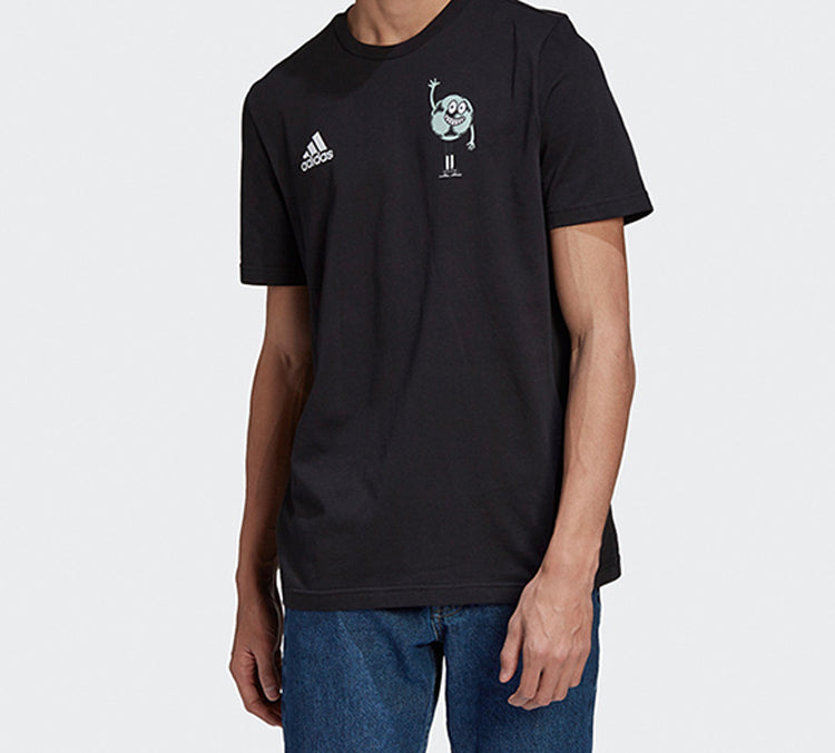 adidas Lil Stripe Nmbr Soccer/Football Printing Short Sleeve Black GE4686