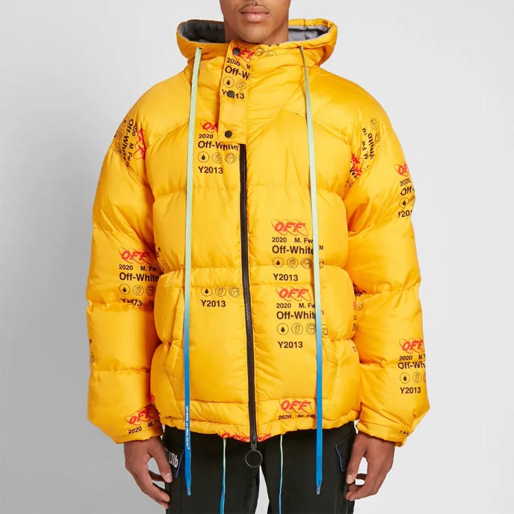 Off-White Industrial Zipped Puffer Hooded Down Cotton-padded Jacket Men Yellow OMED019F19F060036000