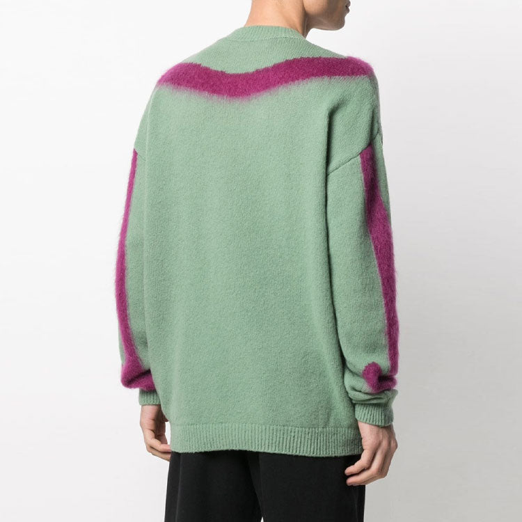 Men's Off-White SS21 Round Neck Pullover Intarsia Green OMHA036R21KNI0025934