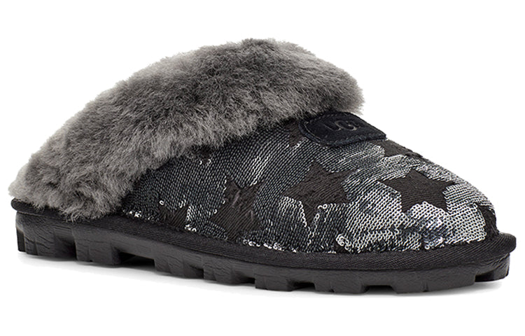 (WMNS) UGG Coquette Sequin Stars Minimalistic Cozy Sandals Black 1107956-BLK