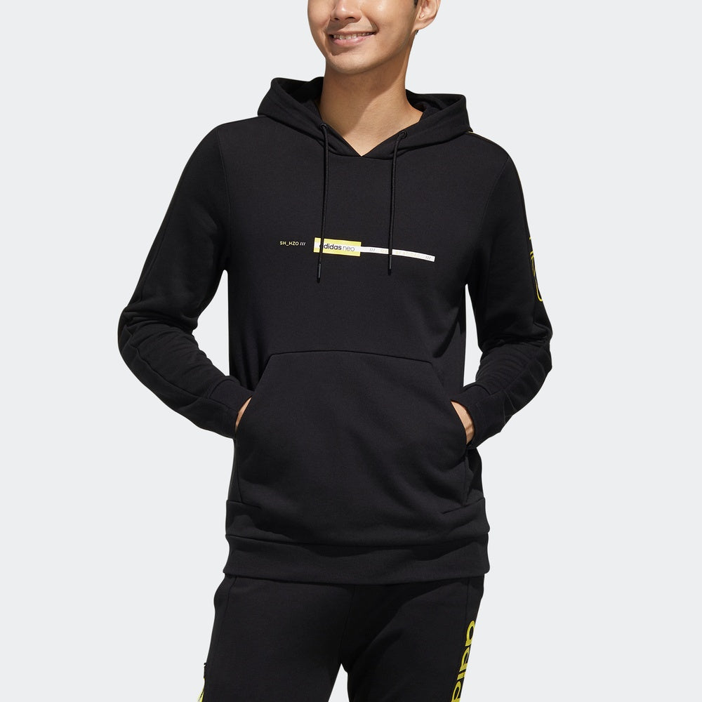 adidas neo M Faves Hd 1 logo Printing Casual Sports Pullover Black FP7861