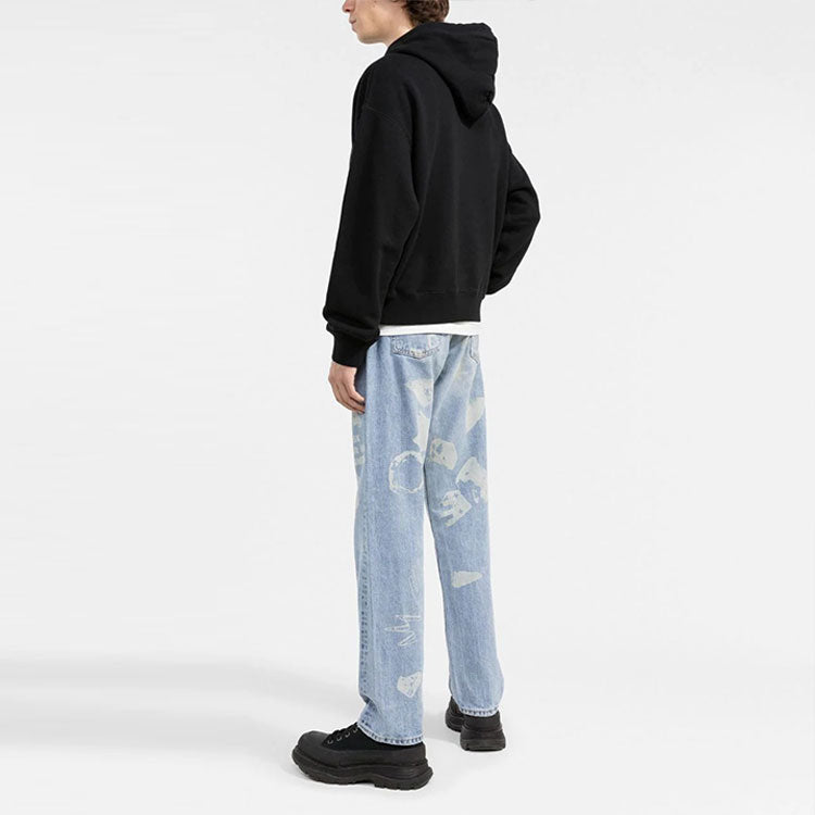 Men's Off-White FW21 Funny Logo Printing Pullover Loose Fit Black OMBB073F21FLE0021084