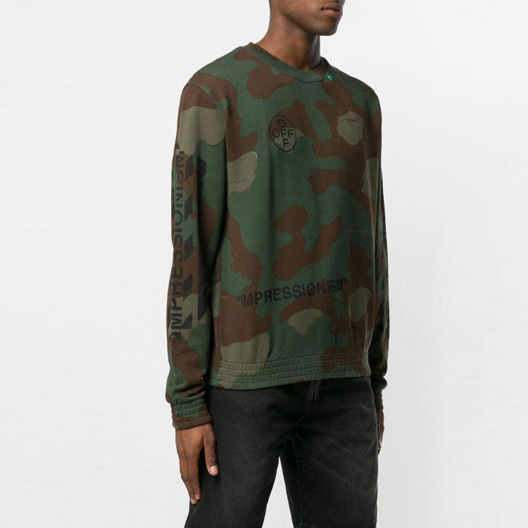 Off-White SS19 Camouflage Diag Stencil Crewneck Sweater OMBA025R190030169910