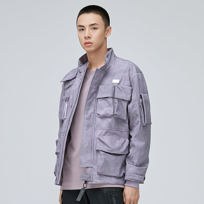 Li-Ning LNG Functional Series Multiple Pockets Solid Color Stand Collar Jacket Yellow Purple LJMR539-1