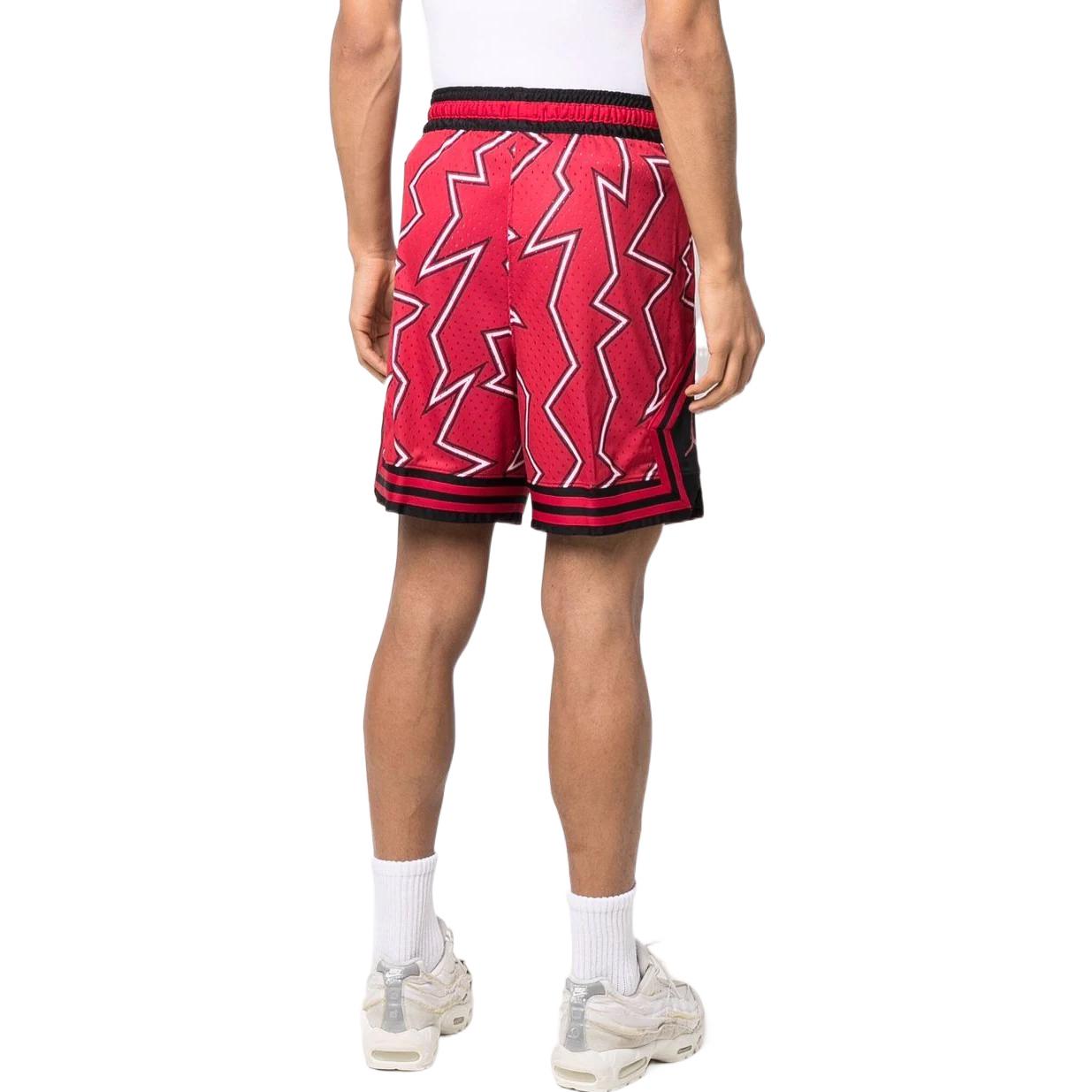 Men's Air Jordan Pattern Printing Lacing Elastic Waistband Straight Sports Shorts Red DH9079-687