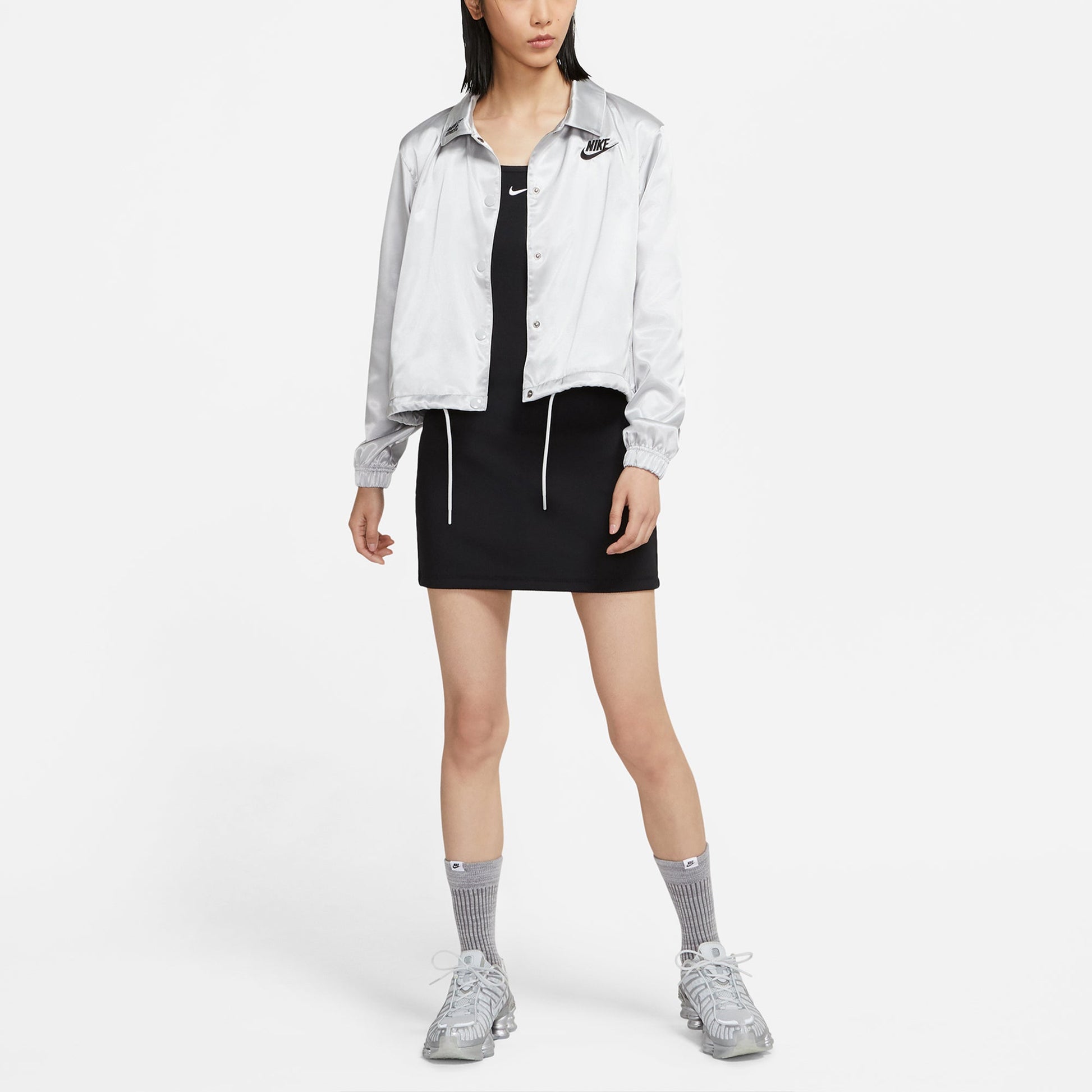 (WMNS) Nike Graffiti Embroidered Woven Sports lapel Jacket Silver DJ5363-041