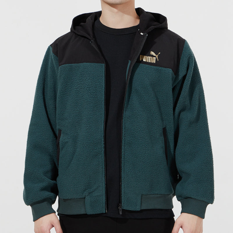 PUMA Winterized lamb's wool Stay Warm Colorblock Hooded Jacket Green 848253-80
