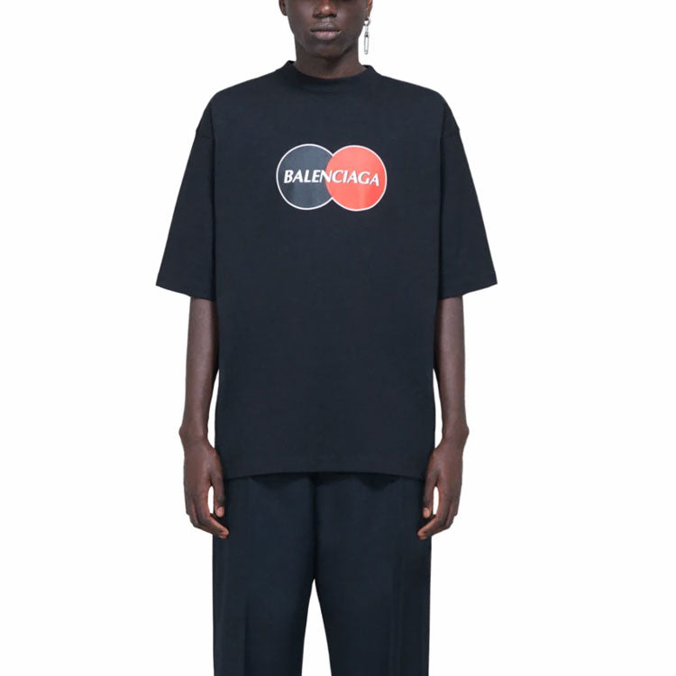Men's Balenciaga Retro Uniform Loose Design Short Sleeve Black 620969TIV791000