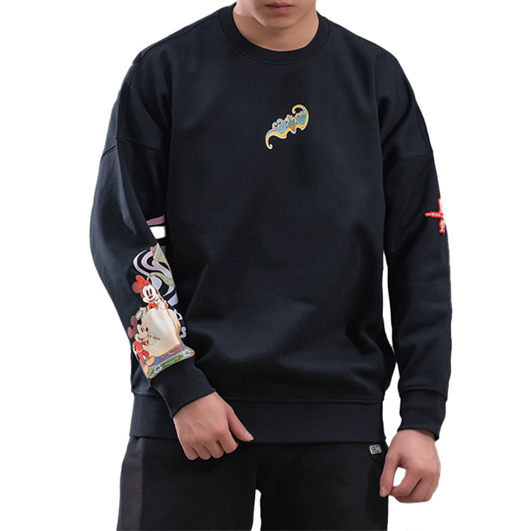 Li-Ning x Disney Gold Fleece Lined Loose Pullover Black AWDQ139-3