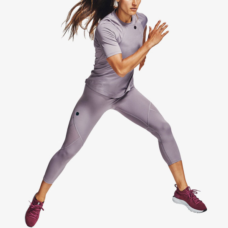 (WMNS) Under Armour Rush Sports Gym Round Neck Short Sleeve Pink 1355583-585