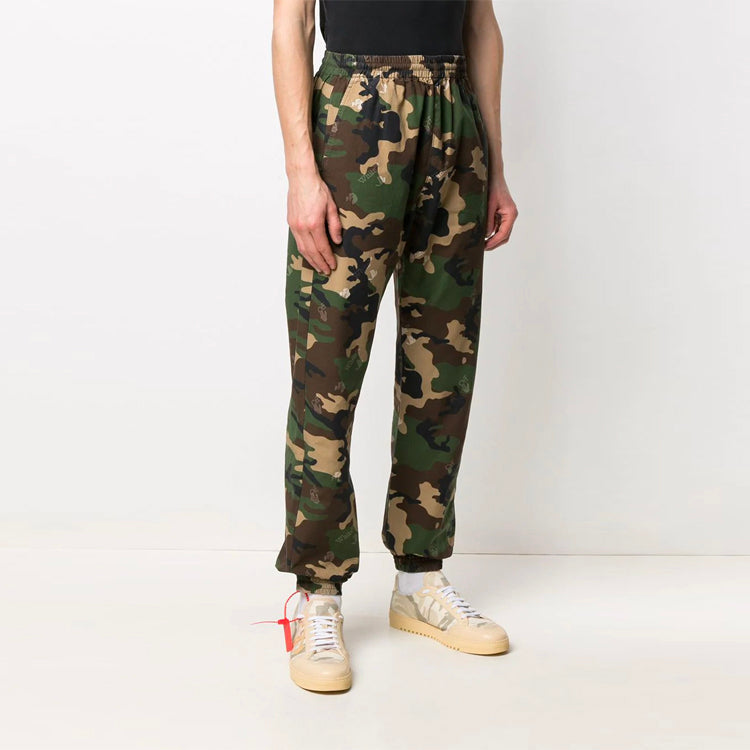 Off-White SS21 Printing Logo Sports Long Pants Camouflage OMCA164S21FAB0025600