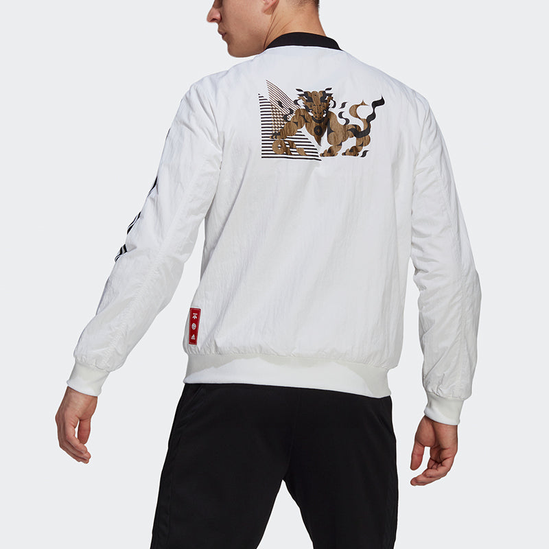 adidas Series Juve Cny Bomber Juventus Soccer/Football Sports Printing Jacket White GU6962