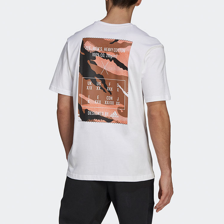 adidas Camo Loose Tee Back Printing Sports Short Sleeve White GQ8305