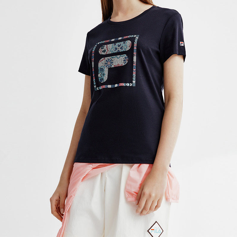(WMNS) FILA Stylish Simplicity Sports Short Sleeve Blue F61W028111F-NV