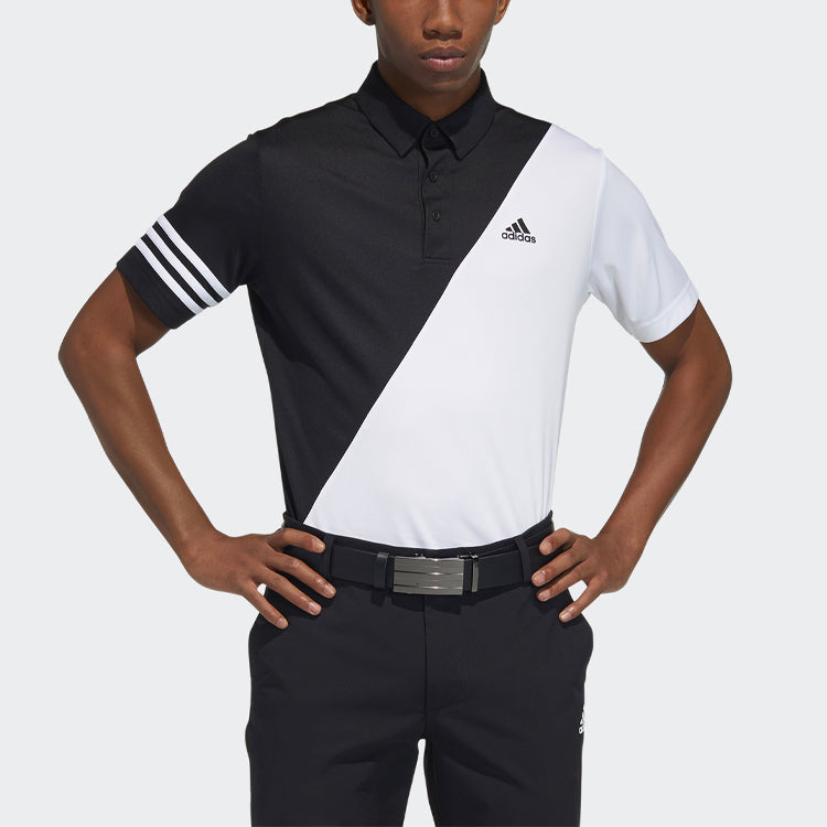 adidas Tr Polo Ss Contrasting Colors Casual Golf Short Sleeve Polo Shirt Black White Colorblock GM3659