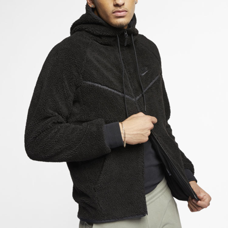 Nike Embroidered Logo Fleece Stay Warm Hooded Jacket Black AQ2768-010