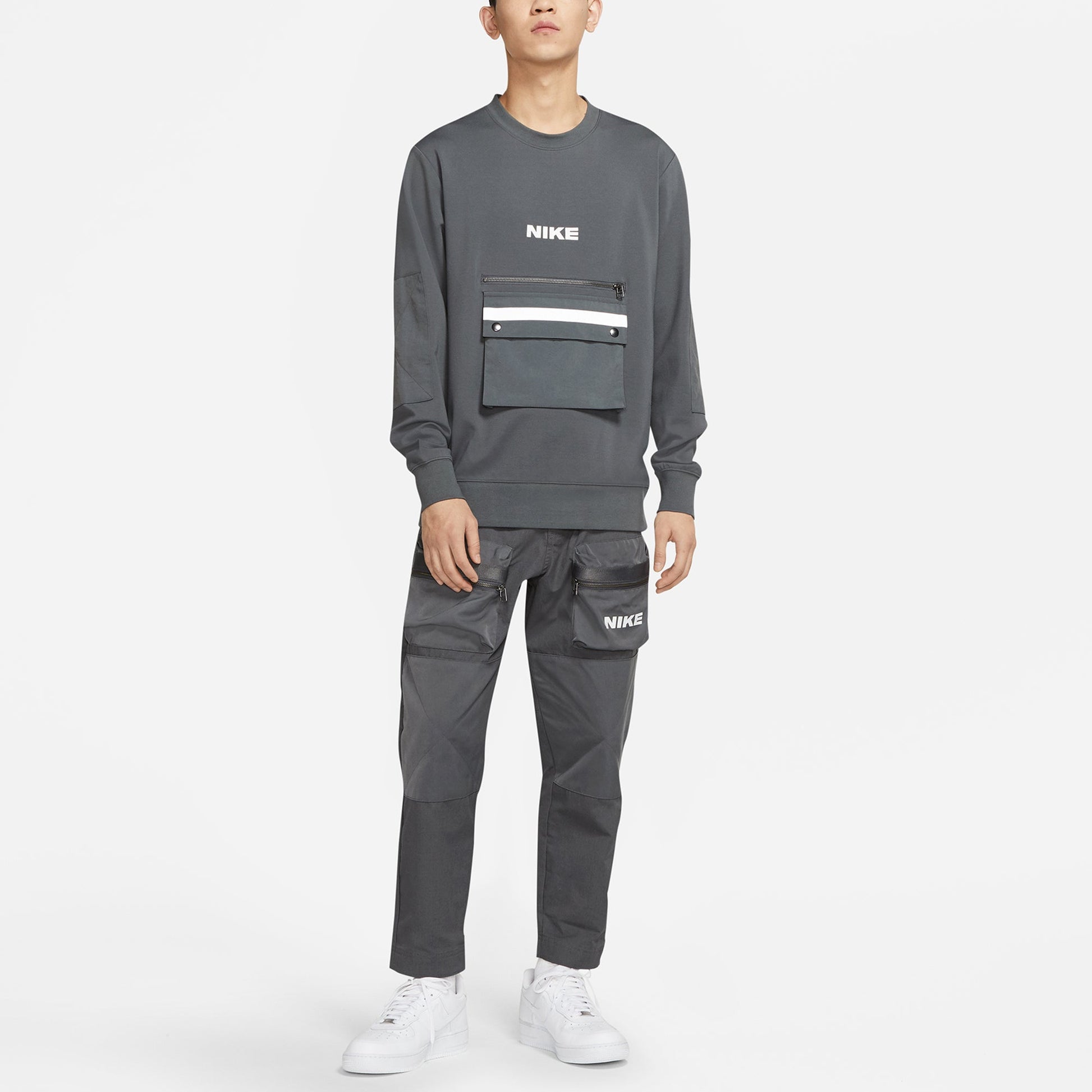 Nike Sportswear City Made Sports Causual Reflective Big Pocket Round Collar Male Grey Gray DA0070-068