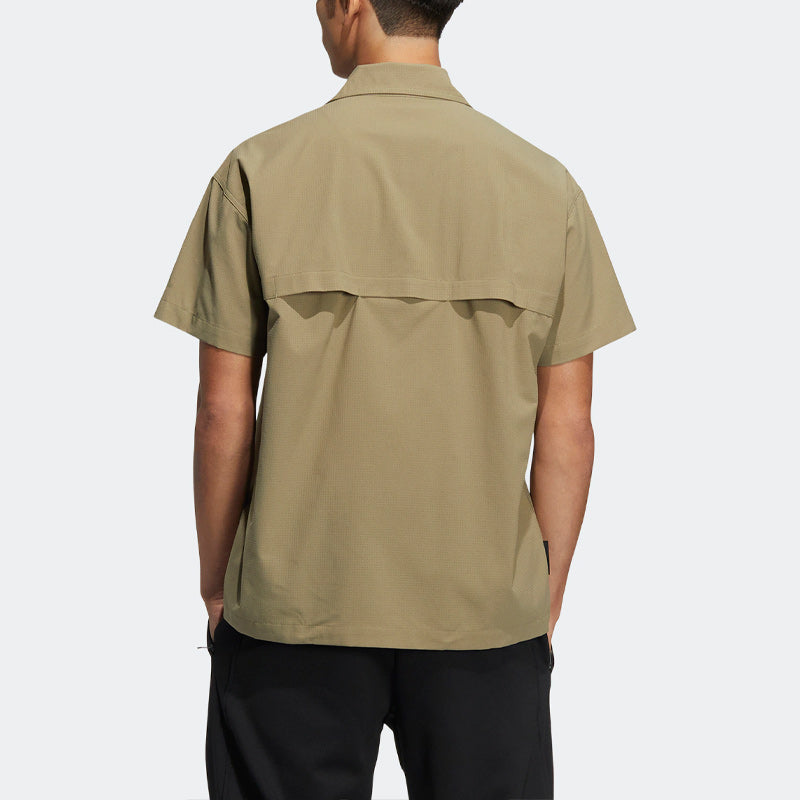 adidas originals Solid Color Sports Short Sleeve Shirt Khaki HD0028