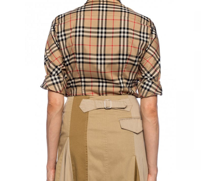 (WMNS) Burberry Vintage Check Stretch Cotton Twill ShirtPrice undefined 'Beige' 80184751