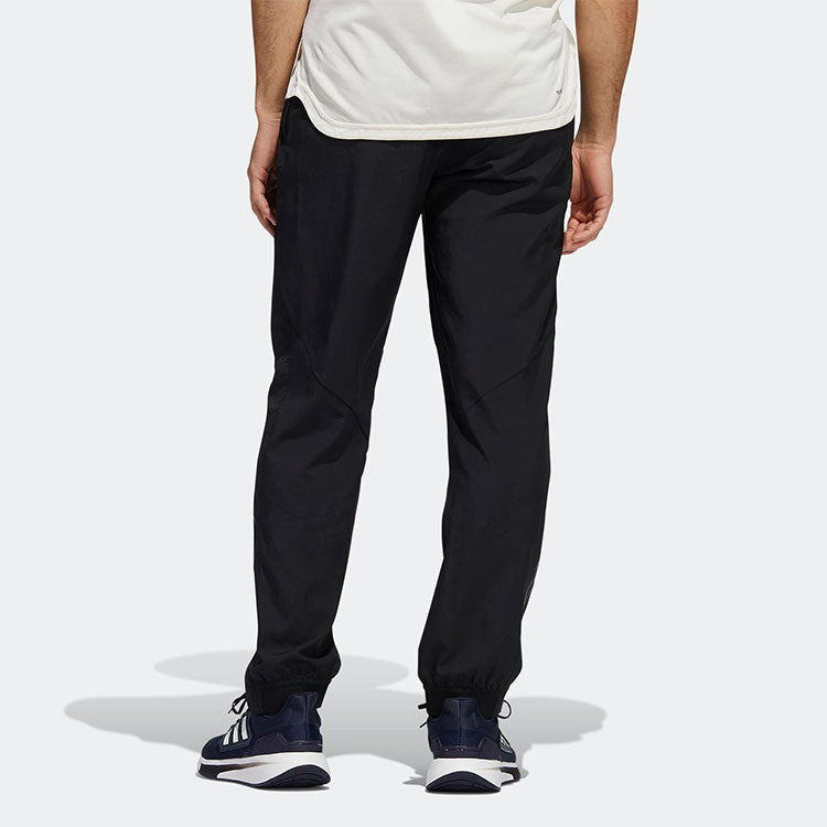 Men's adidas Solid Color Stripe Bundle Feet Gym Sports Pants/Trousers/Joggers Black HF8985
