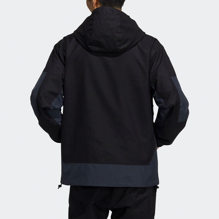 Men's adidas originals Alphabet Printing Contrasting Colors Hooded Track Jacket Black HC0353
