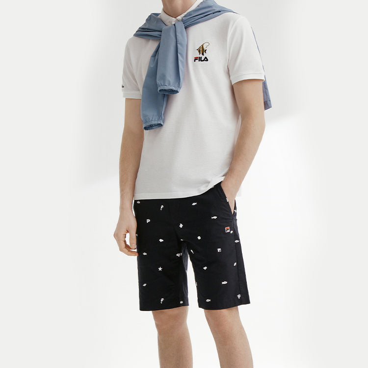 FILA Subject Embroidered Printing Short Sleeve Polo Shirt White F61M028116F-WT
