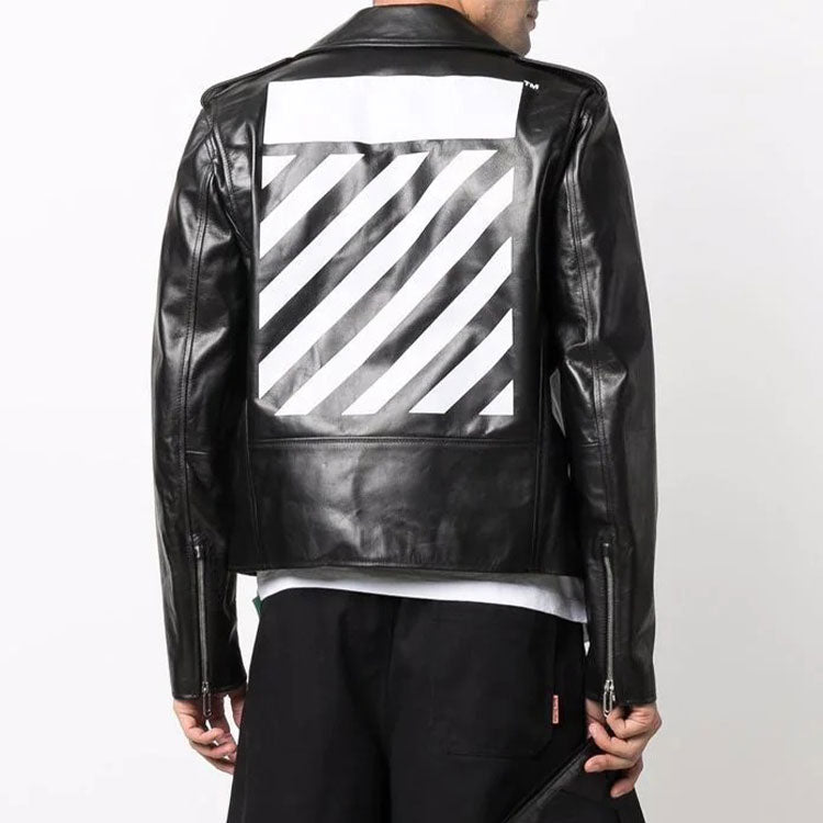 Men's Off-White FW22 Twill Printing Zipper Jacket Black OMJG020C99LEA0011001
