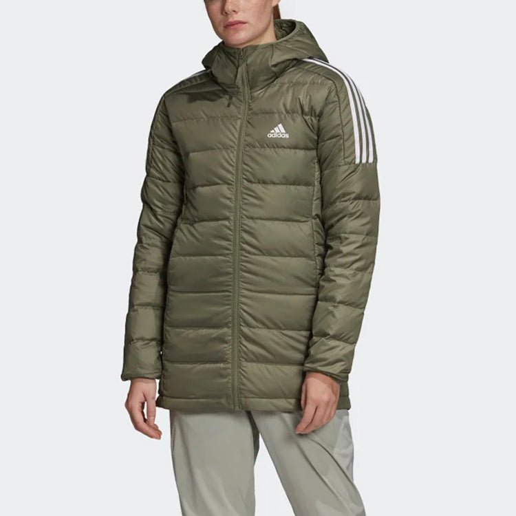 (WMNS) adidas Light Down Hooded Parka 'Legacy Green' GH4591
