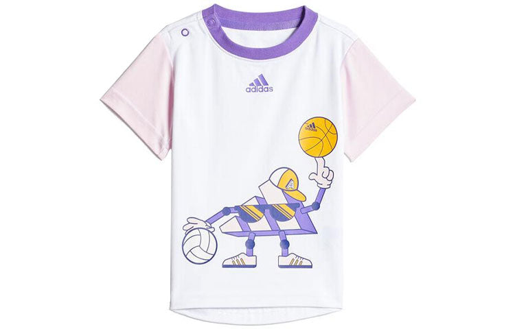 (GS) adidas Training T-Shirt Set 'White Black Purple' HD7545