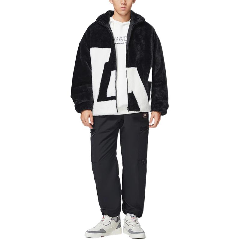 Li-Ning Big Logo Polar Fleece Jacket 'Black White' AFDSD61-1