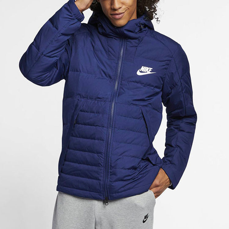 Nike Outdoor Windproof Stay Warm Casual hooded down Jacket Navy Blue Dark blue AJ7947-429