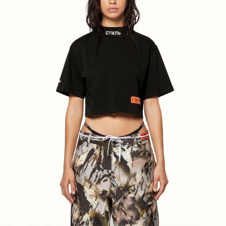 (WMNS) HERON PRESTON CTNMB Turtleneck Crop Top 'Black' HWAA031C99JER0011001