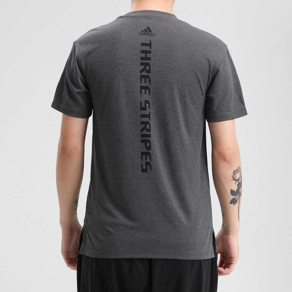 adidas 3-Bar Tech Tee Sports Training Alphabet Printing Round Neck Short Sleeve Gray GR7103