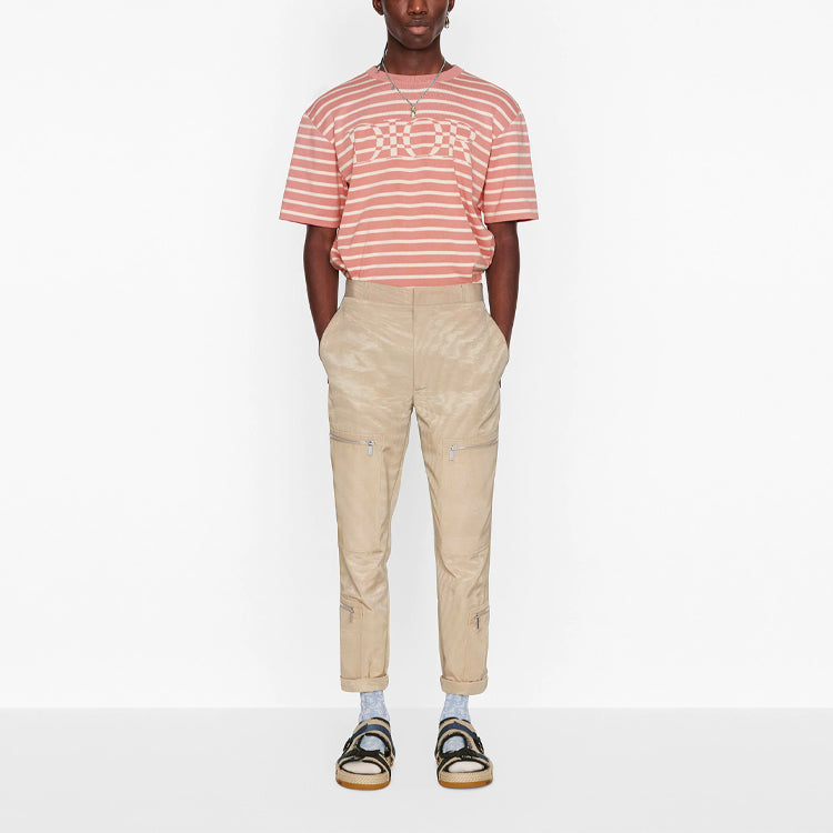 DIOR SS21 Stripe Letter Pattern Round Collar Male Pink 183M647AT234-C480