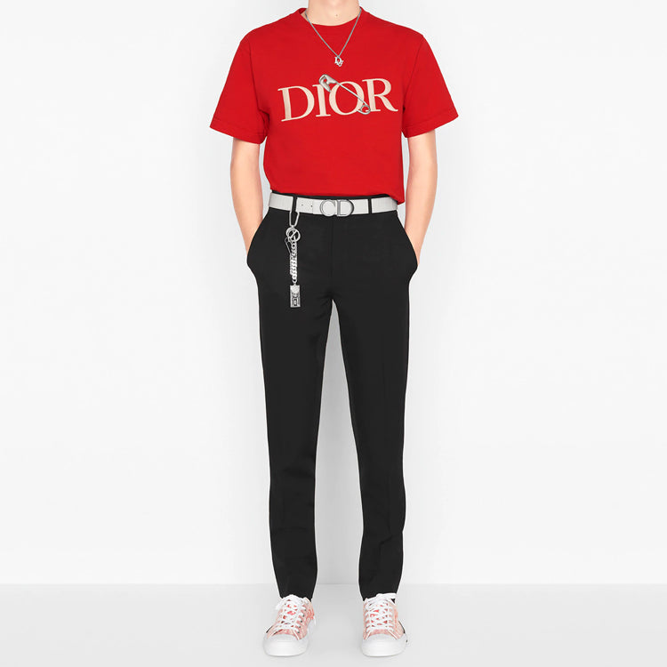 DIOR And Judy Blame Paper Clip Embroidered M Red 043J625B0554-C381