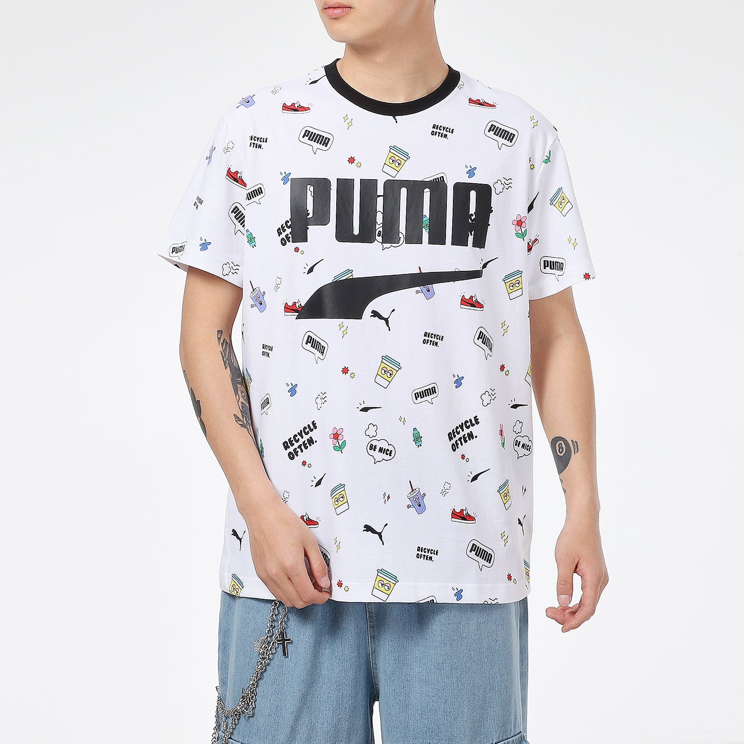 PUMA Awareness AOP T-Shirt 'White Black' 532033-02