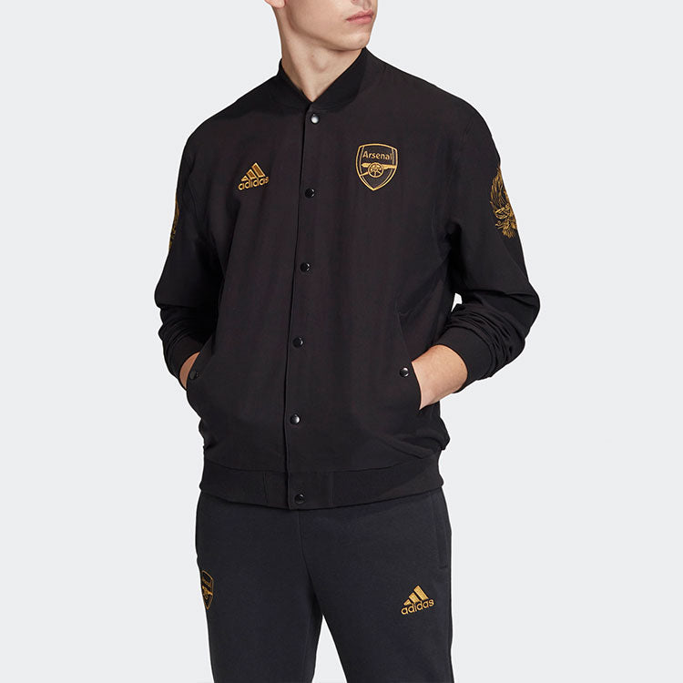 adidas Gold Stand Collar Arsenal aviator Sports Jacket Black FQ6624