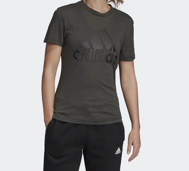 (WMNS) adidas Logo Alphabet Printing Sports Short Sleeve Gray DY7738