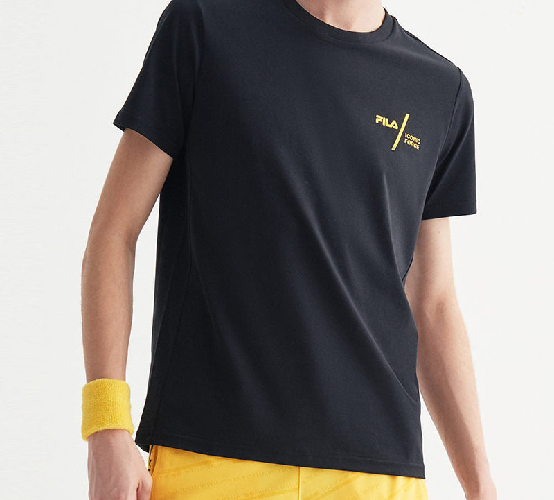 FILA Logo Alphabet Printing Sports Short Sleeve Black A11M021107-BK