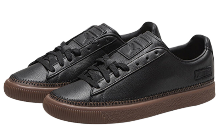 PUMA Unisex Basket Stitched Low-Top Sneakers Black/Brown 368387-03
