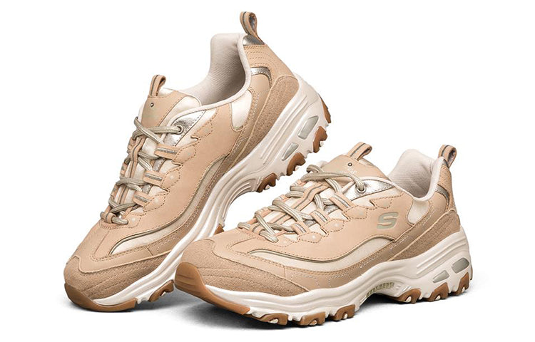 (WMNS) Skechers D'Lites 1.0 Low-Top Running Shoes Brown 149479-TAN