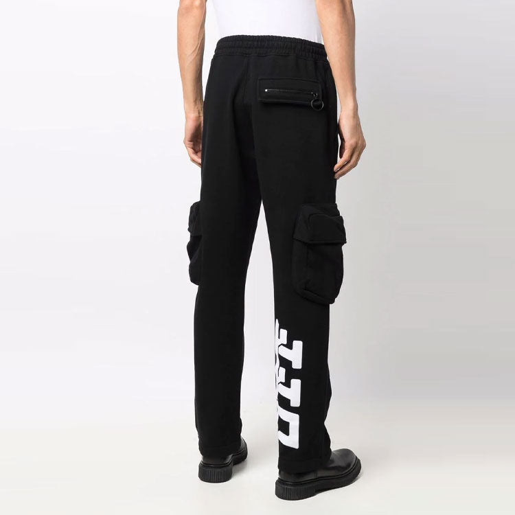 Men's Off-White FW21 Alphabet Logo Cargo Long Pants/Trousers Loose Fit Black OMCH036F21FLE0031001