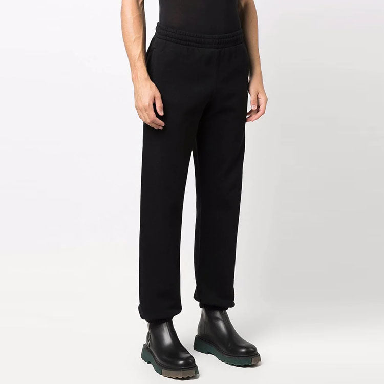 Men's Off-White FW21 Cotton Arrow Printing Sports Pants/Trousers/Joggers Loose Fit Black OMCH029F21FLE0041001