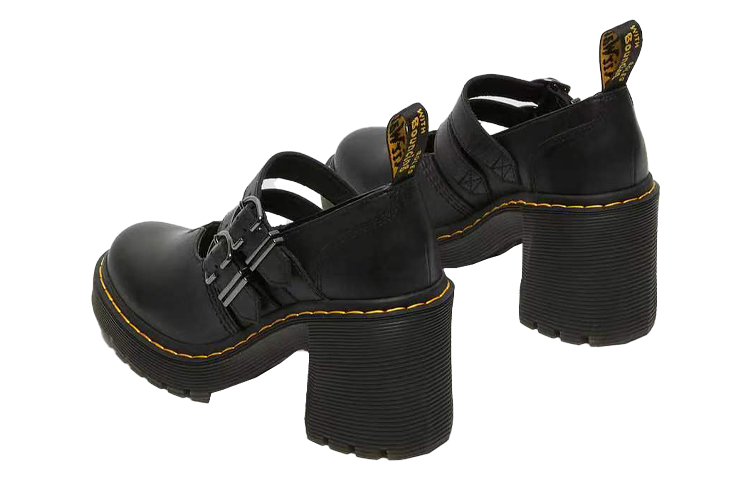 (WMNS) Dr. Martens Eviee Sendal Leather Heeled Shoes 'Black' 27371001