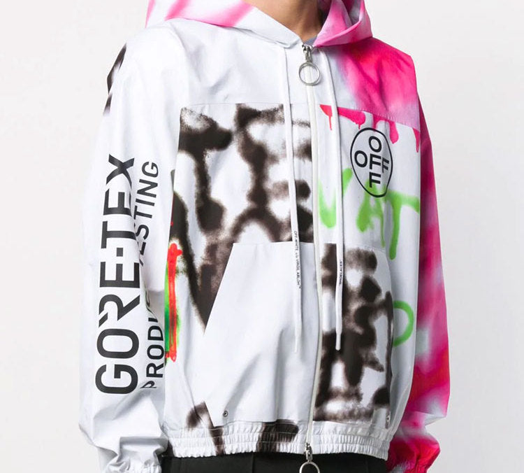Off-White Goretex Graffiti Printing Hooded Jacket Men Multicolor OMBB053E19E350200188