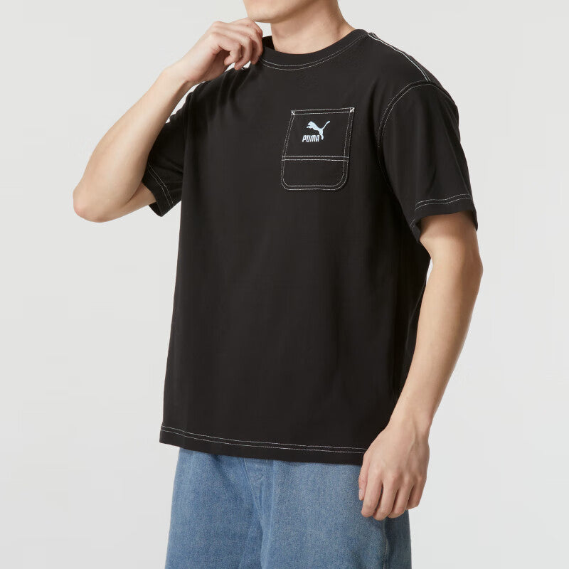 PUMA Logo Pocket T-shirt 'Black' 626858-01