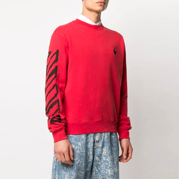 Off-White SS21 Arrows Printing Casual Round Neck Printing Version Red OMBA025S21FLE0042510